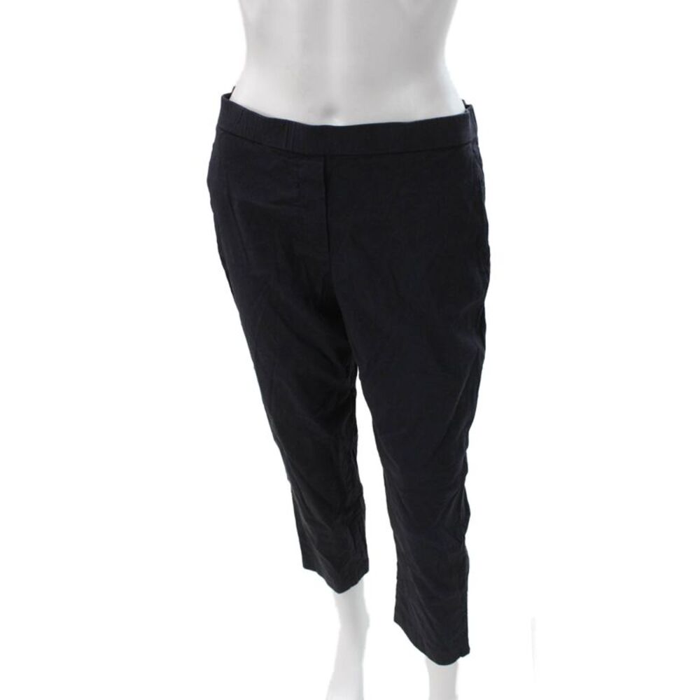 Theory Women Cropped Linen Pants Black Pull On Size 6